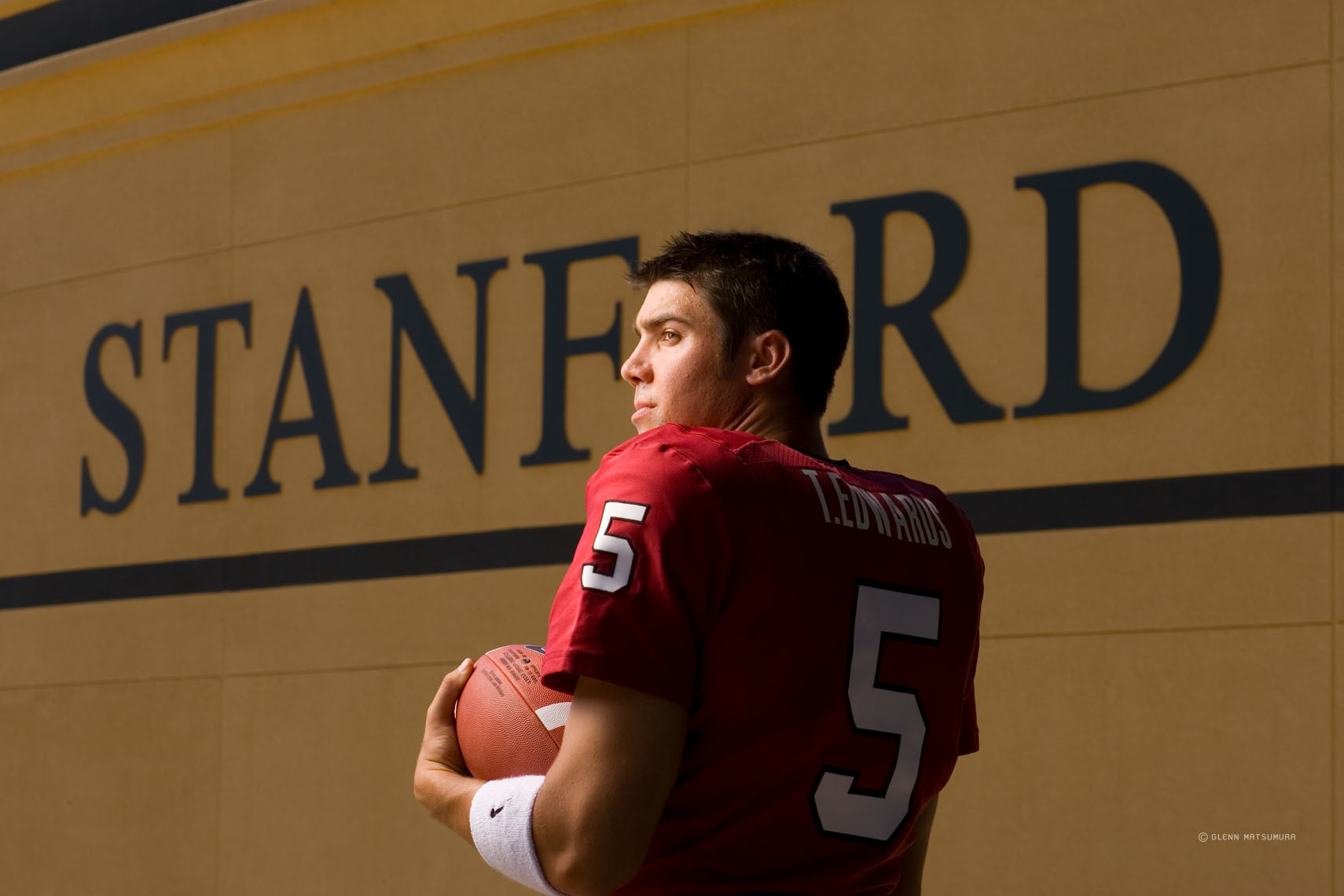 Trent Edwards, Stanford quarterback in front of Stanford Stadium